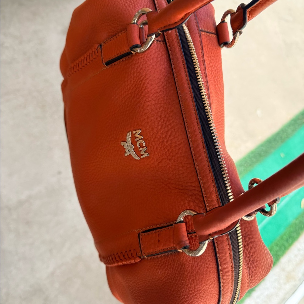 MCM Orange Leather Top-Handle Satchel - Picture 10 of 10
